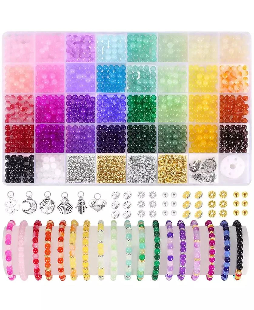 GNUADZ 34 colors 1368pcs Glass Beads for Bracelets Crystal Round DIY Earrings Necklace Crafts Spacer Charms Solid Gradient