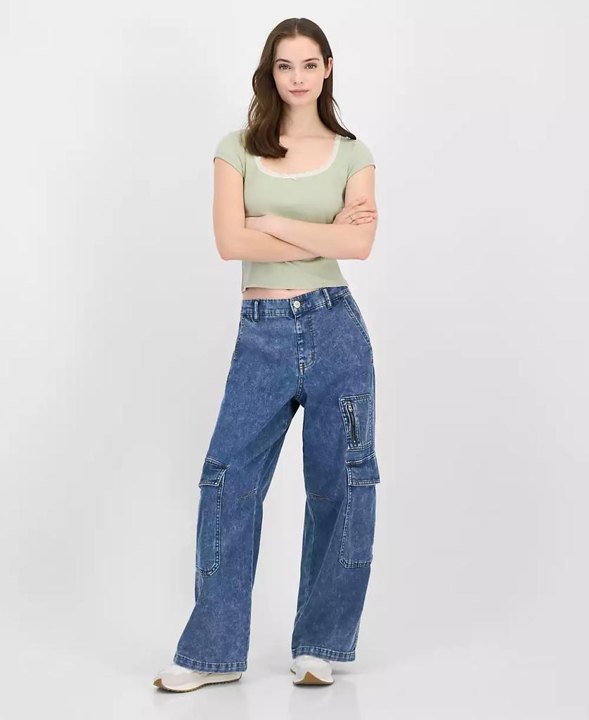 Vanilla Star Juniors' High-Rise Wide-Leg Cargo Pants