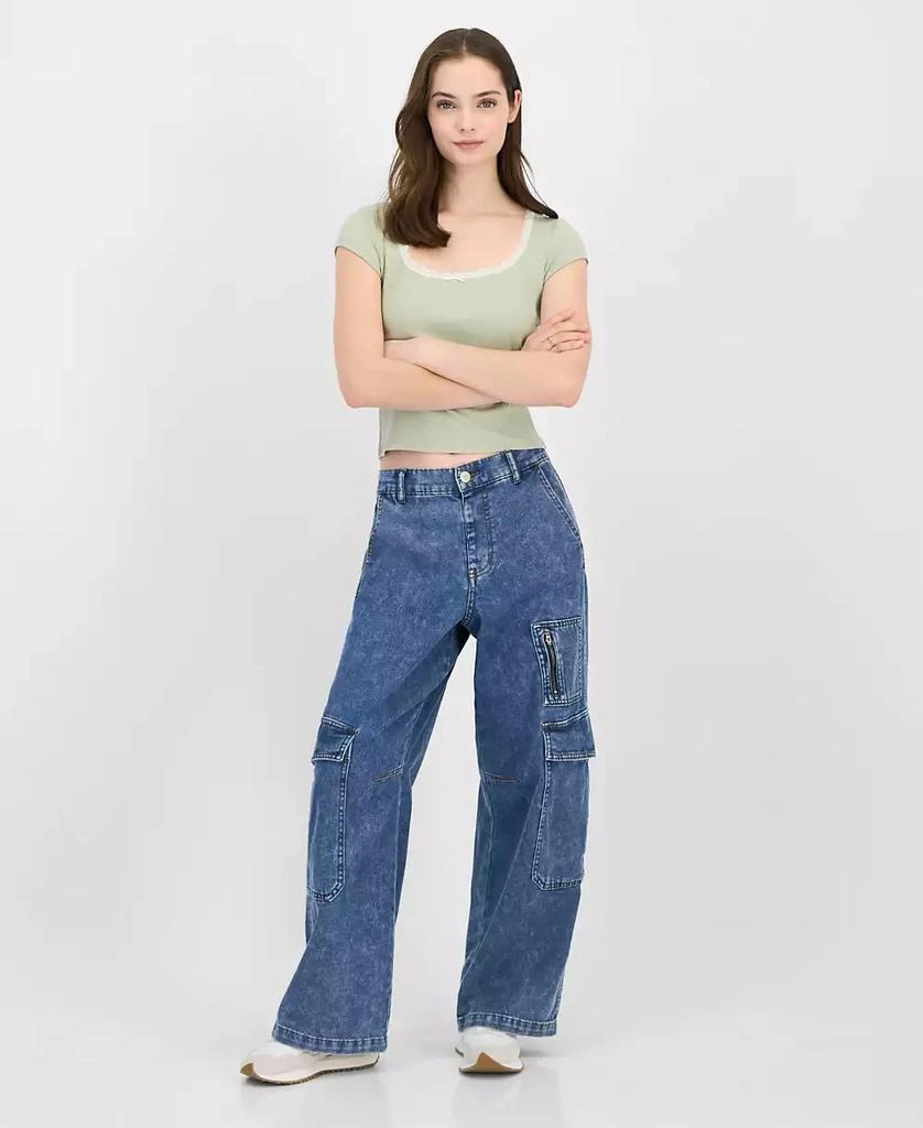 Vanilla Star Juniors' High-Rise Wide-Leg Cargo Pants 1