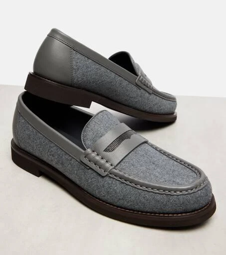 Brunello Cucinelli Monili leather-trimmed loafers 5