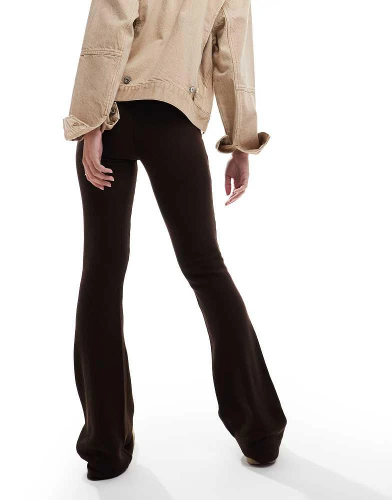 PacSun Pacsun waffle textured flared trousers in coffee bean brown 2