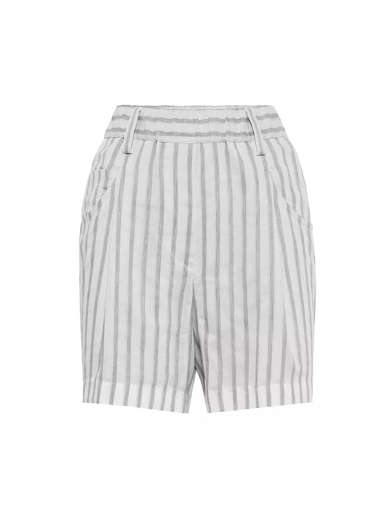 Brunello Cucinelli Cotton and Silk Textured Stripe Gauze Five Pocket Shorts 1