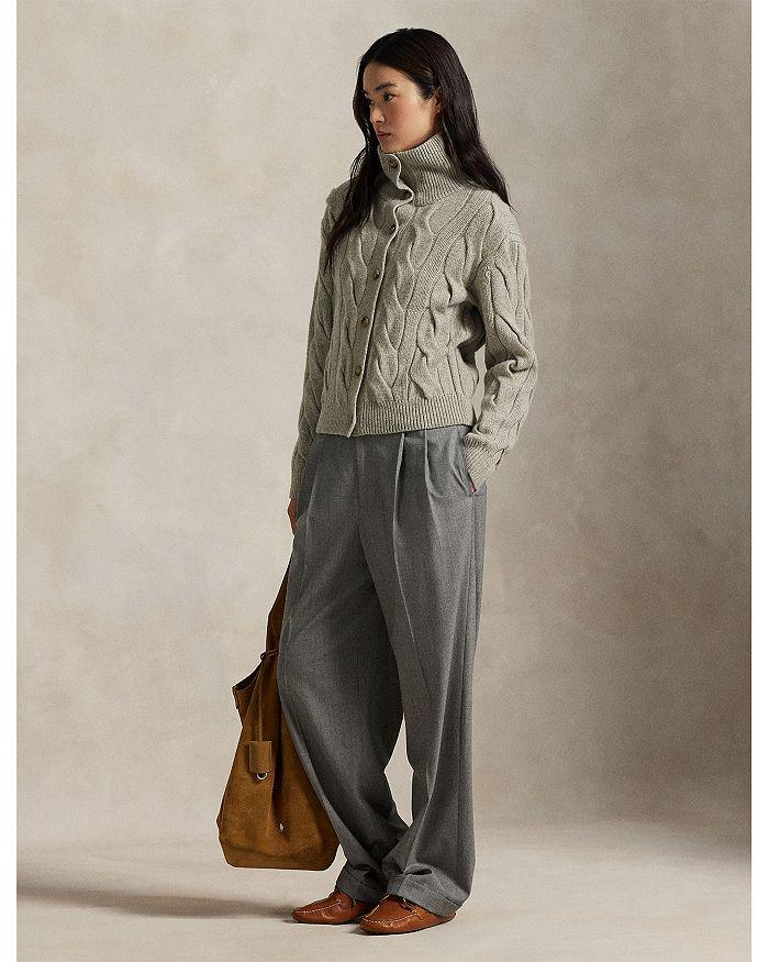 Ralph Lauren Cable Wool Cashmere Funnelneck Cardigan Sweater