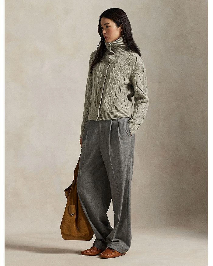 Ralph Lauren Cable Wool Cashmere Funnelneck Cardigan Sweater 2