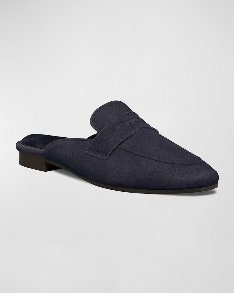 Bougeotte Suede Shearling Penny Loafer Mules