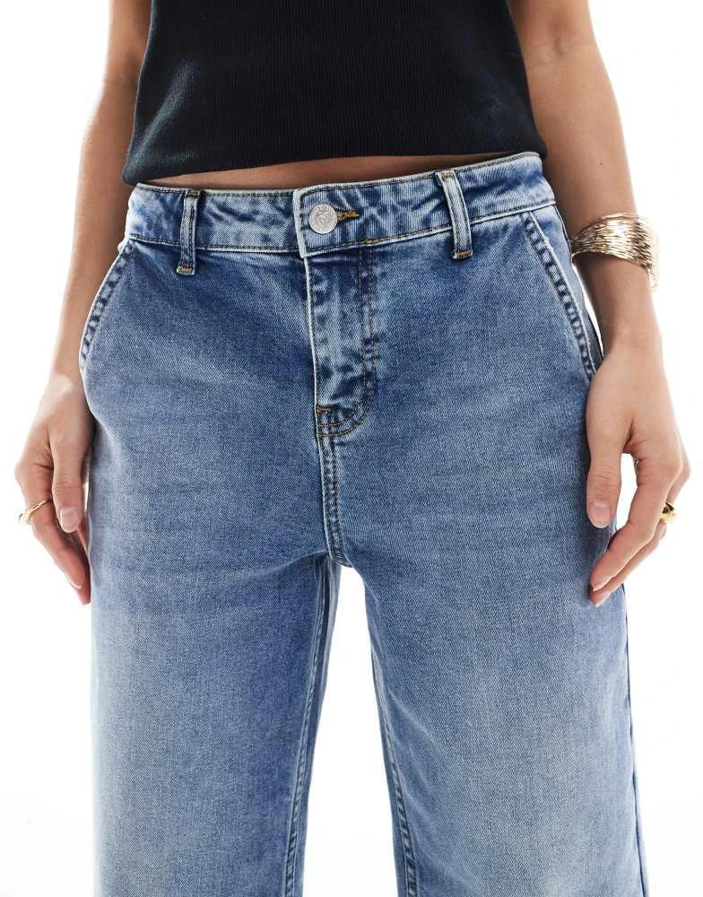 Miss Selfridge Miss Selfridge Petite  flare wide leg jean in mid blue 4