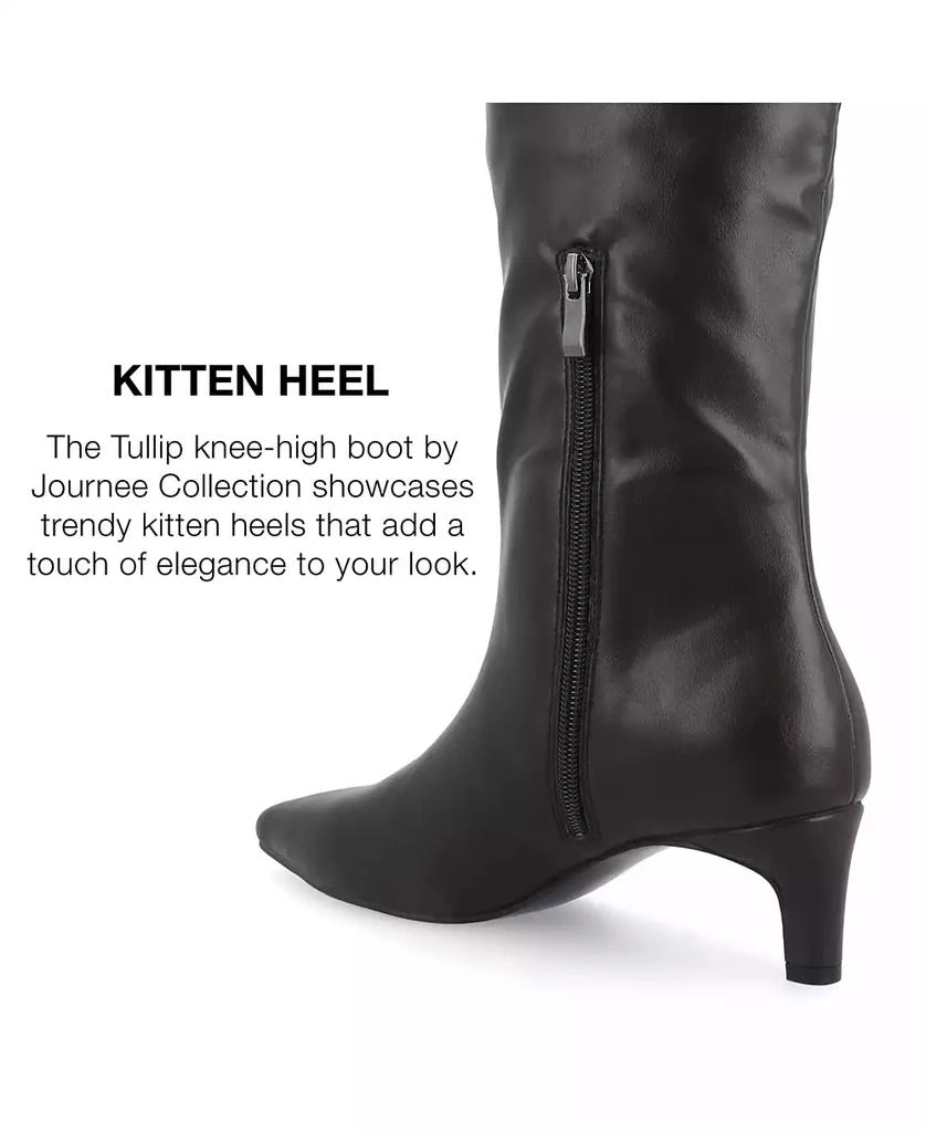 Journee Collection Women's Tullip Wide Width Kitten Heel Pointed Toe Knee High Dress Boots 7