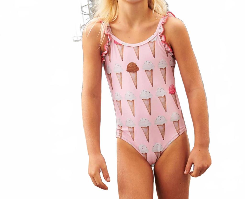 Pink Chicken Girl's Claire One-Piece In Neapolitan Ice Cream Cones