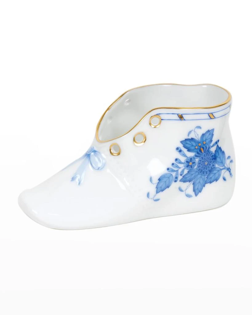 Herend Chinese Bouquet Blue Porcelain Baby Shoe Keepsake 1