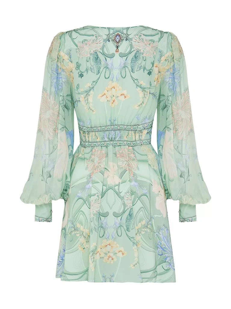 Camilla Floral Silk Blouson-Sleeve Minidress 3