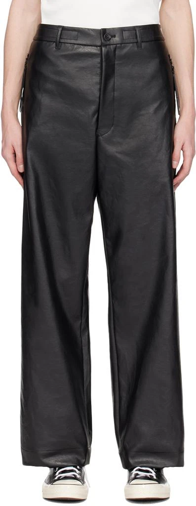 n.hoolywood Black Drawstring Faux-Leather Trousers 1