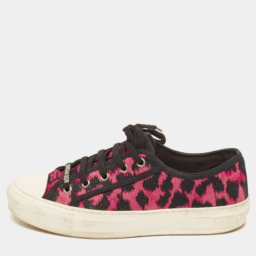 Dior Dior Pink/Black Leopard Print Canvas Walk'n'Dior Sneakers Size 38 1