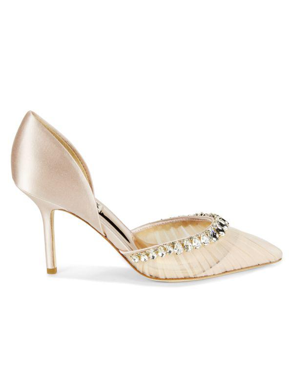 Badgley Mischka Cher Pumps Size 8.5 Patino Gold Crystal deals Embellished Pointed Toe