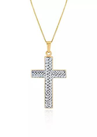Belk & Co. Co. Cross Pendant Set In 10K Yellow Gold
