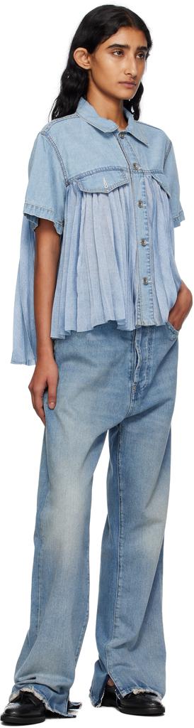 Blue Paneled Denim Shirt – On Sale Now with Up to 41% Off