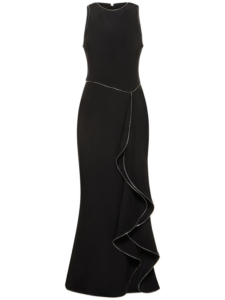 BRANDON MAXWELL Silk Crepe Long Dress W/ Zip Details