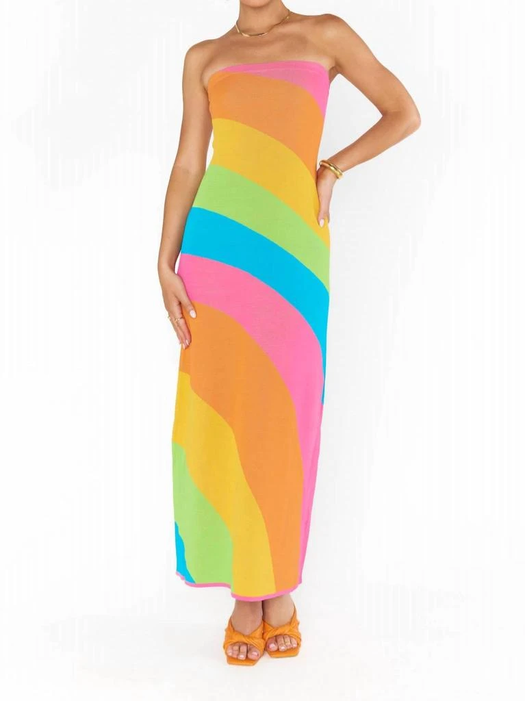 Show Me Your Mumu Island Nights Tube Dress In Salty Rainbow Stripe Knit 1