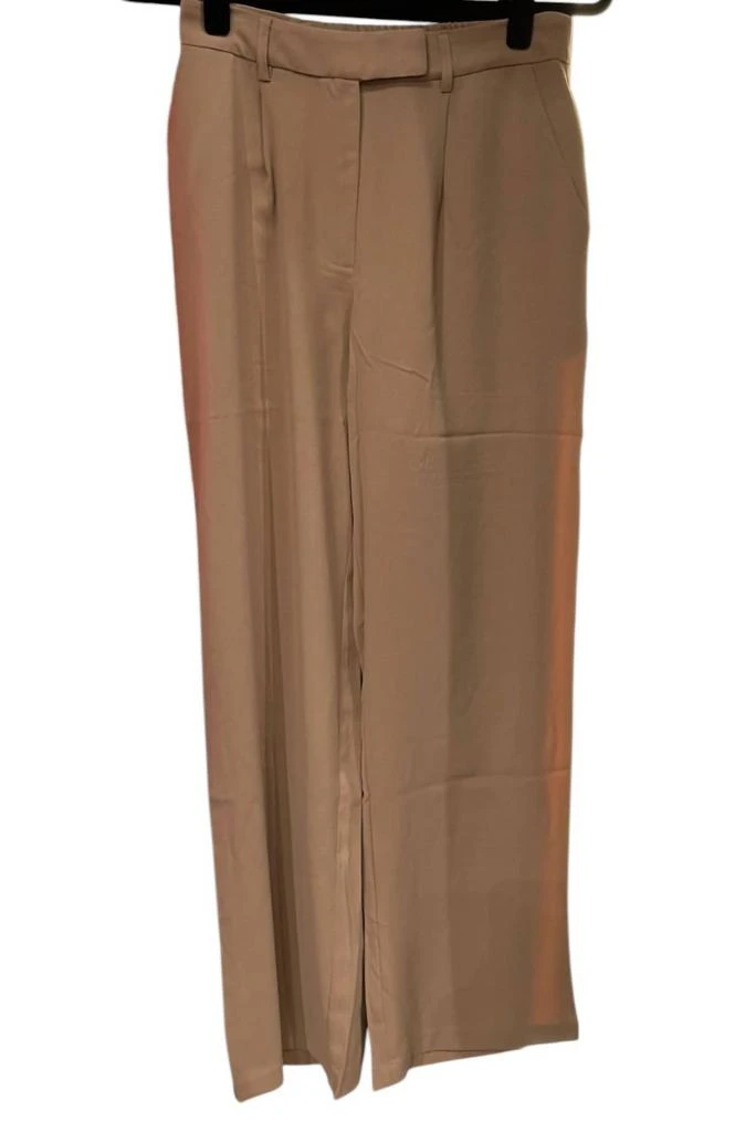 SKIES ARE BLUE Pintuck Wide Leg Trouser Pant In Tan 3