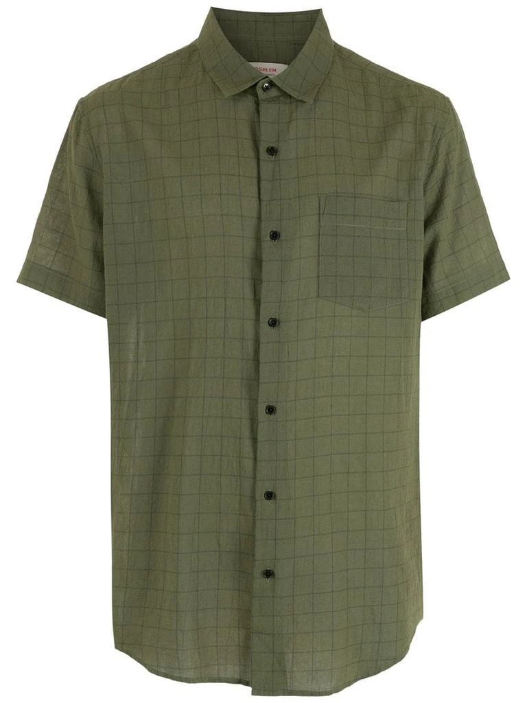 Osklen Wrinkled grid shirt - men -  -  - Green 1