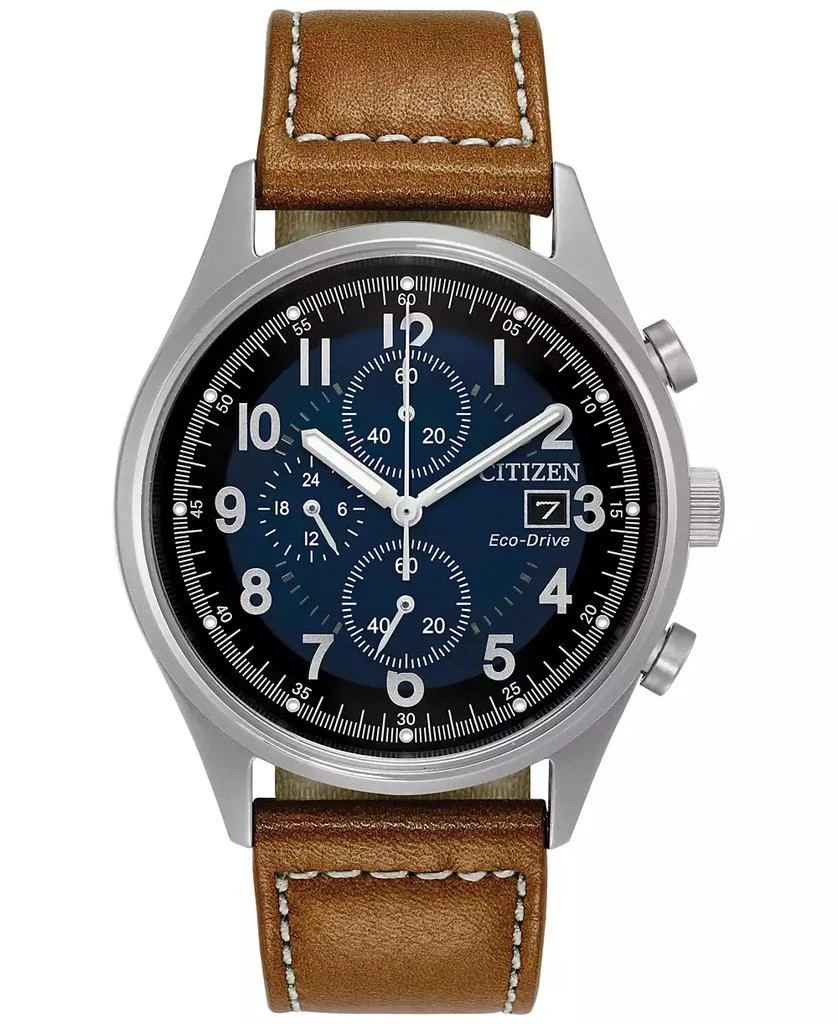 Citizen Men's Eco-Drive Chronograph Brown Leather Strap Watch 42mm CA0621-05L 1