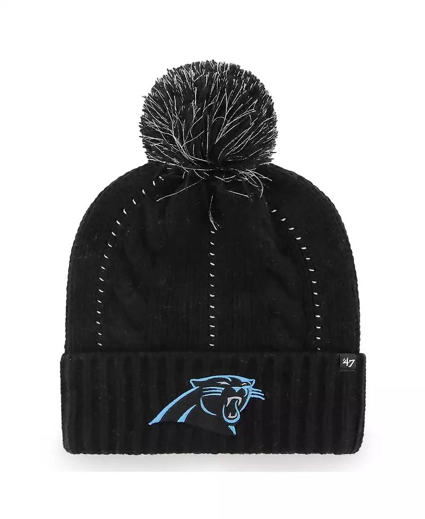 47 Brand Women's Black Carolina Panthers Bauble Cuffed Knit Hat with Pom 1