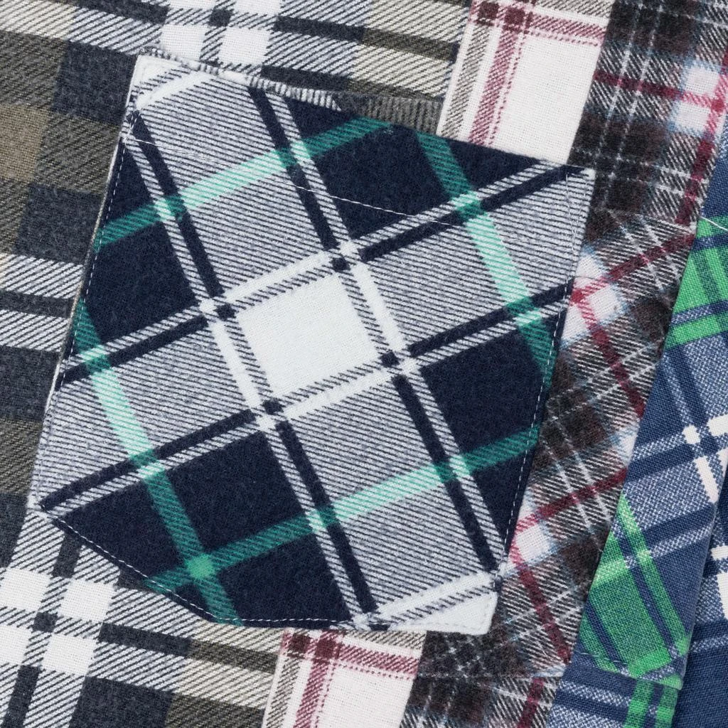 Needles Rebuild by Flannel Shirt 7 Cuts Shirt - Olive/White 4