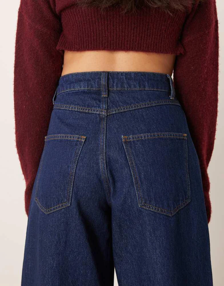 ASOS ASOS DESIGN cropped barrel leg jean with popper details in indigo 4