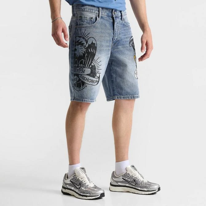 ED HARDY Men's Ed Hardy Skull Skater Denim Shorts 5