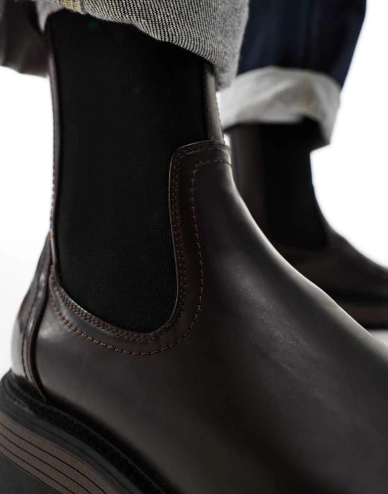 ASOS ASOS DESIGN chelsea boots in brown with chunky sole 4