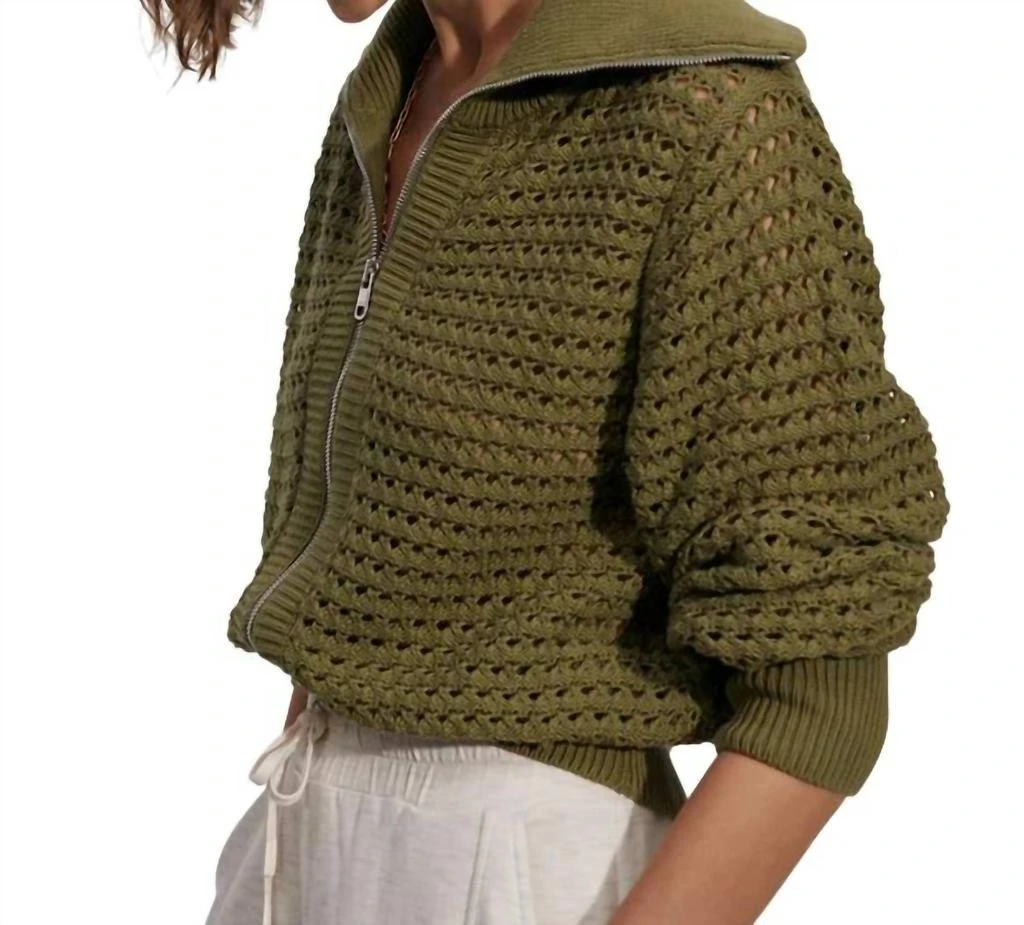 Varley Eloise Zip Through Knit Jacket In Fresh Fern 2