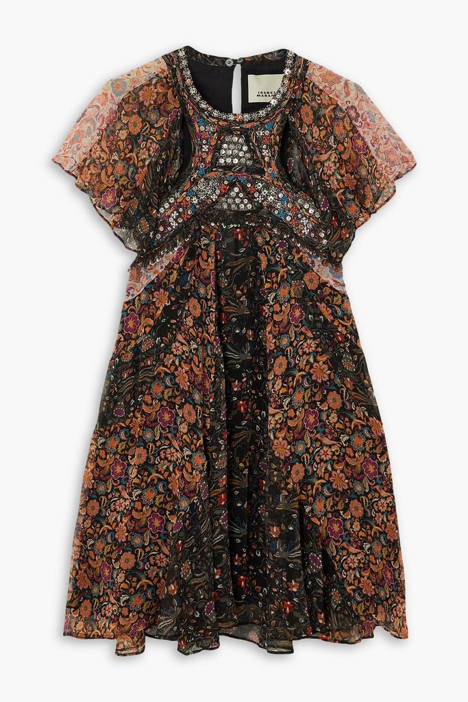Isabel Marant Odile embellished cutout floral-print silk