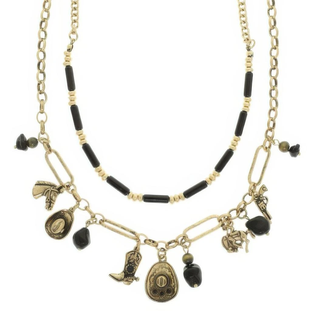 TRUEDAMES Western Theme Turquoise Charm Necklace Set