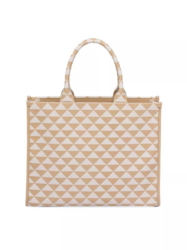 Prada Large Symbole Embroidered Fabric Handbag - Tote Bags
