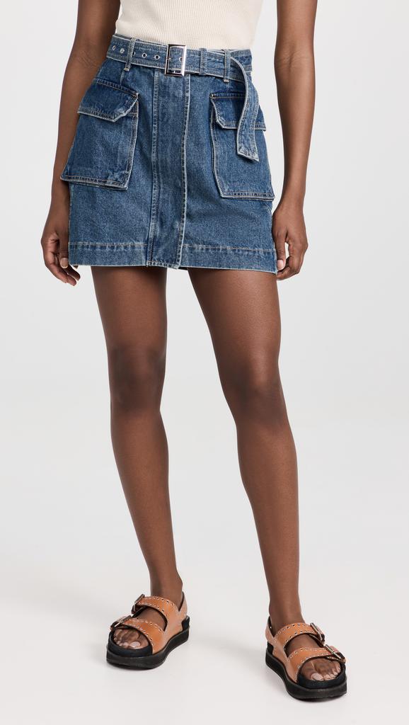 Pixie Market AR Denim Cargo Belted Mini Skirt