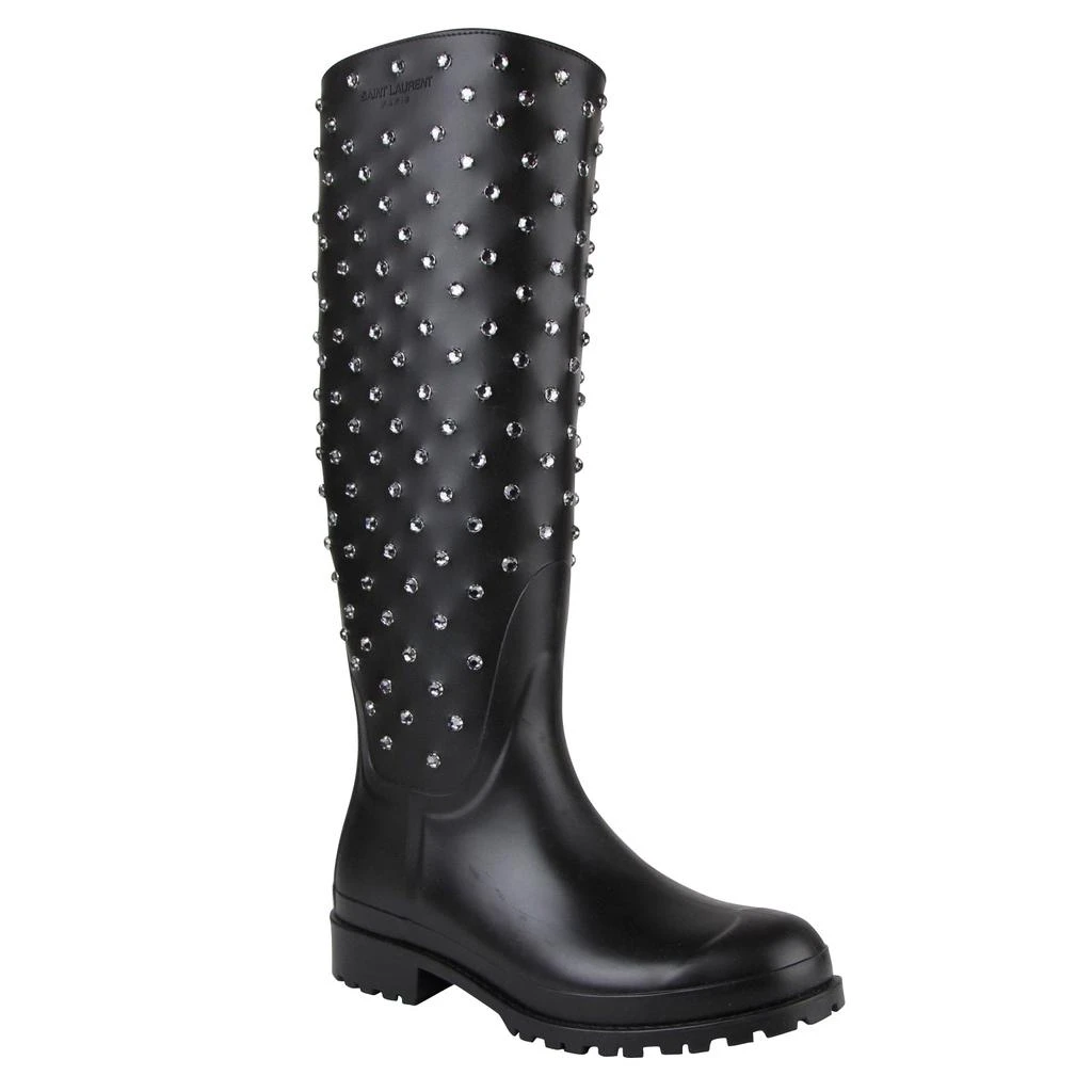 Yves Saint Laurent Women's  Rubber Women Rain Boots With Crystal Studs (36 EU / 6 US) 1