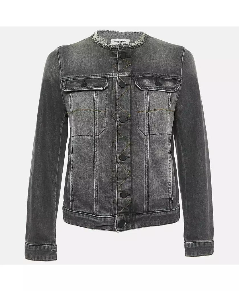Pre-Owned Zadig 
Voltaire Women
s Grey Washed Denim Collar Neck Jacket