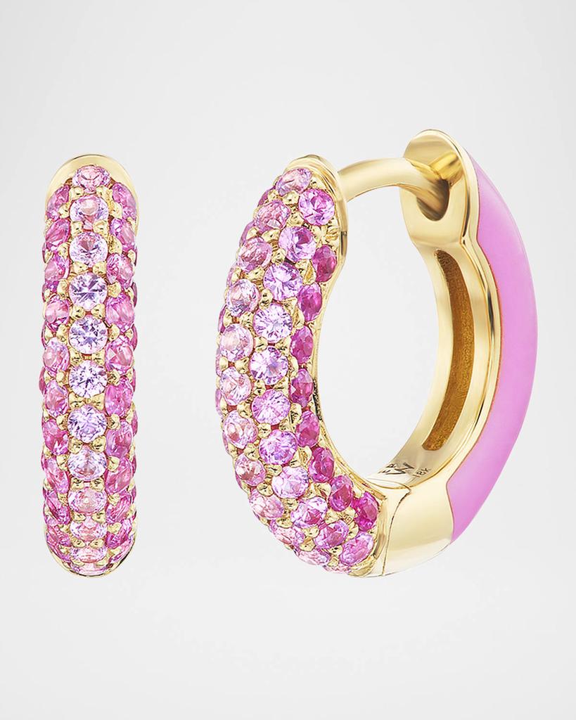 Emily P. Wheeler Baby Duo 18K Yellow Gold and Pink Enamel Earrings with Ombre Stones