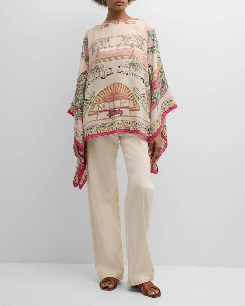 Rani Arabella Miami Pink Print Cashmere-Blend Poncho 3