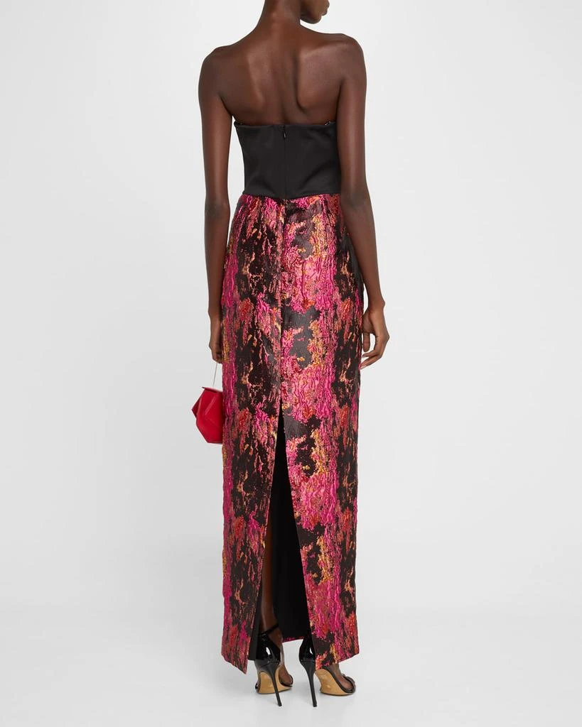 Black Halo Lumina Strapless Metallic Jacquard Column Gown 3