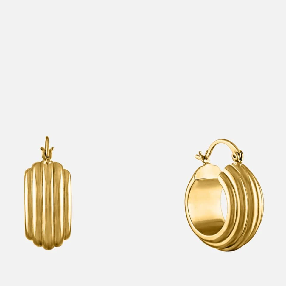 Oma The Label Oma The Label The Mini Adler 18 Karat Gold-Plated Striped Hoop Earrings 1