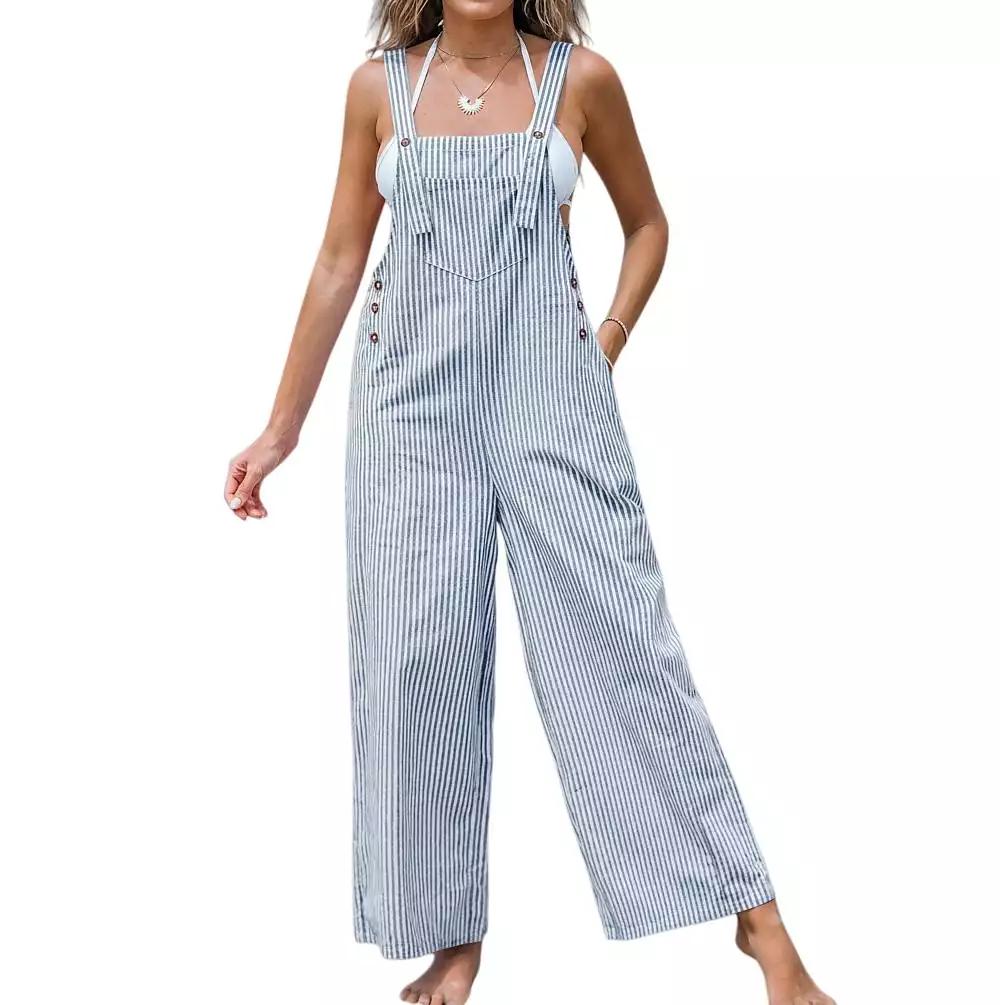 Cupshe Women's Casual Straps Button Wide Leg Jumpsuits