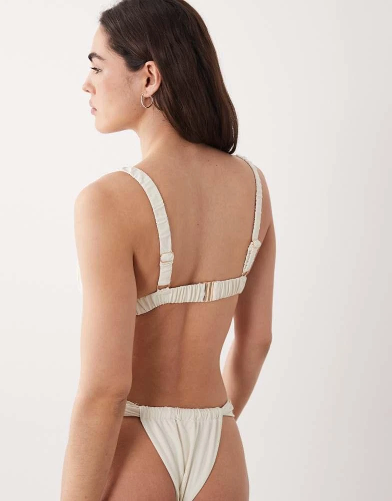 Miss Selfridge Miss Selfridge mix and match ruched cup bikini top in cream 4