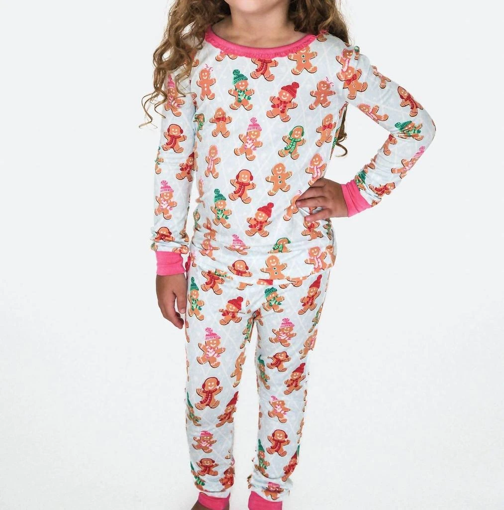 RuffleButts Rufflebutts - Toddler Softsnooze Ruffle Long Sleeve Pajama Set With Signature Rear Ruffles