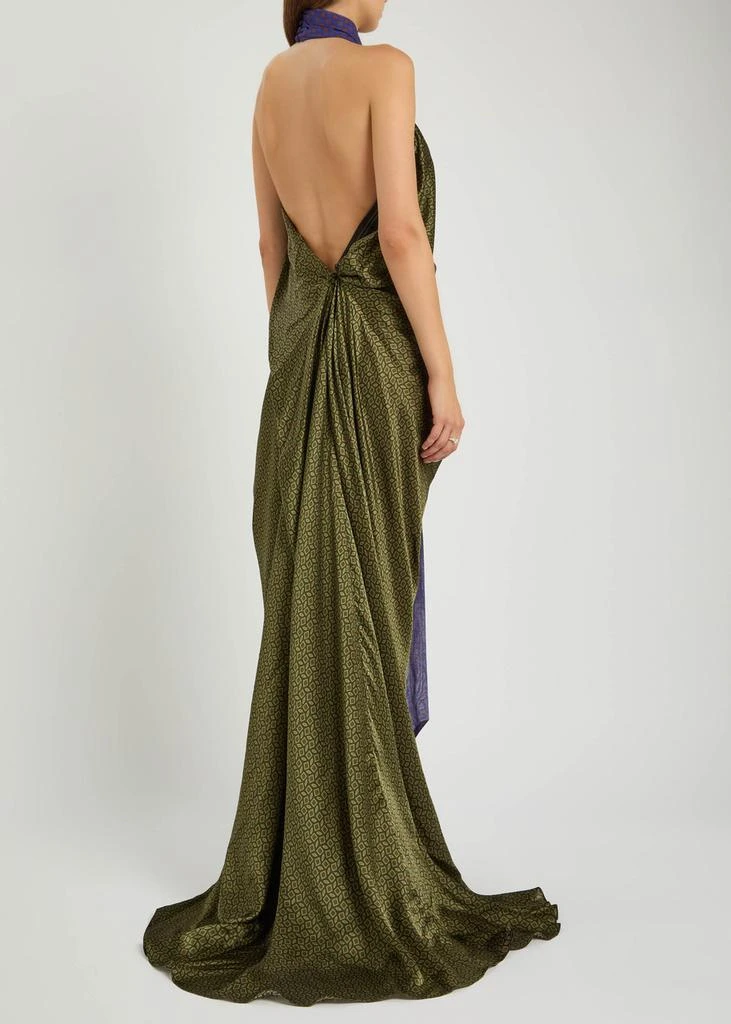 dries van noten gold dress Silk Slip Dress in Khaki main image 1