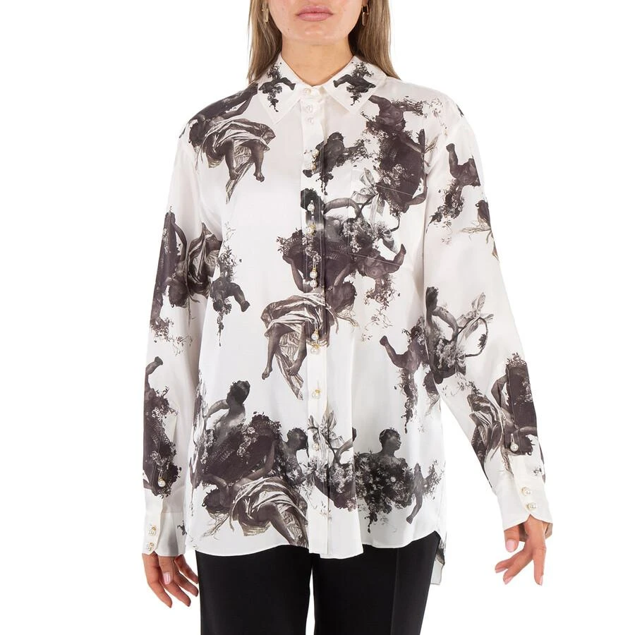 Burberry Ladies Black Renaissance Carlota Long Sleeve Silk Blouse 1