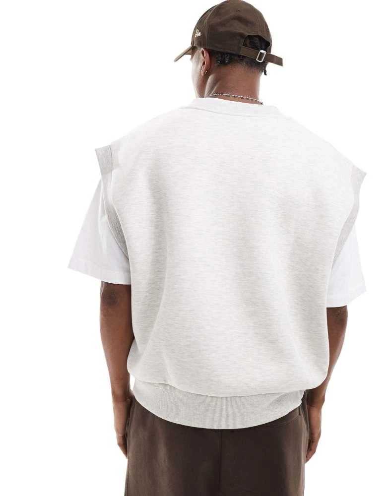 ASOS ASOS DESIGN oversized scuba sleeveless sweatshirt with v neck in grey marl 3
