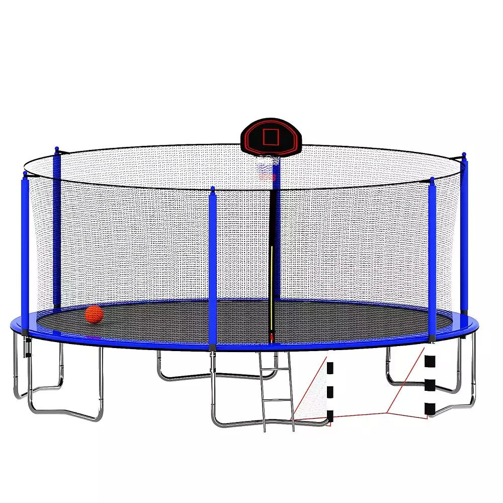 Streamdale Furniture Streamdale 16FT Trampoline w/ Basketball, Ladder, Enclosure 
Soccer Goal 2