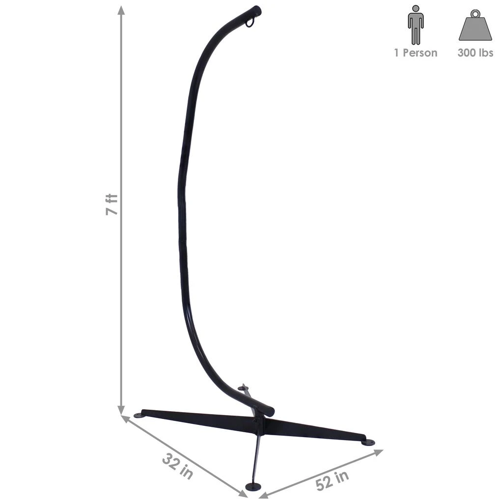 Sunnydaze Indoor/Outdoor Steel Metal C-Stand Hammock Chair Stand Only - Black - 300 lb Weight Capacity 4