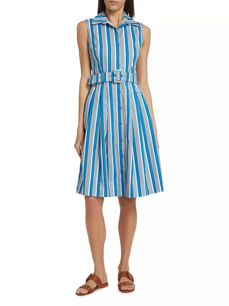 SAMANTHA SUNG Audrey Terry Stripe Stretch Cotton Shirtdress 3