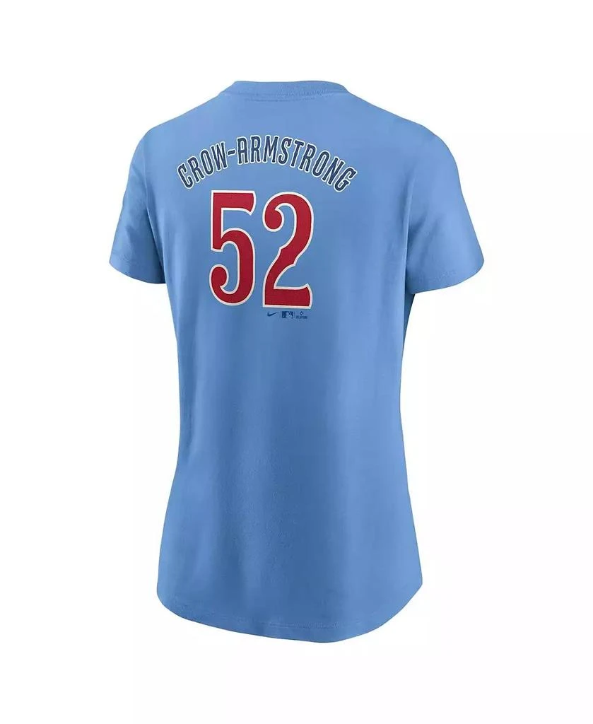 NIKE Women's Pete Crow-Armstrong Baby Blue Chicago Cubs Fuse Name Number T-Shirt 2